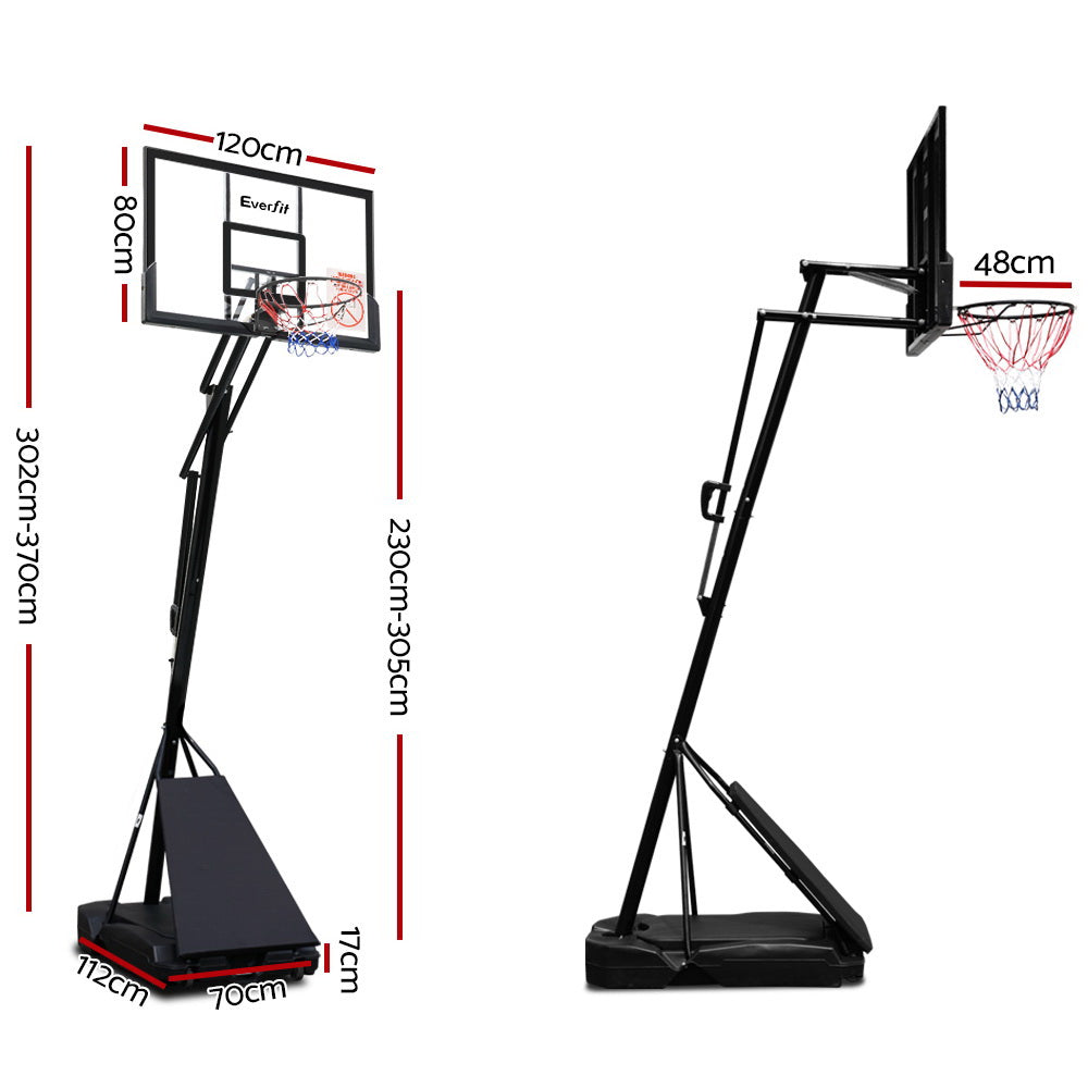 Everfit Professional Portable Basketball Hoop and Adjustable Stand 3.05m Black