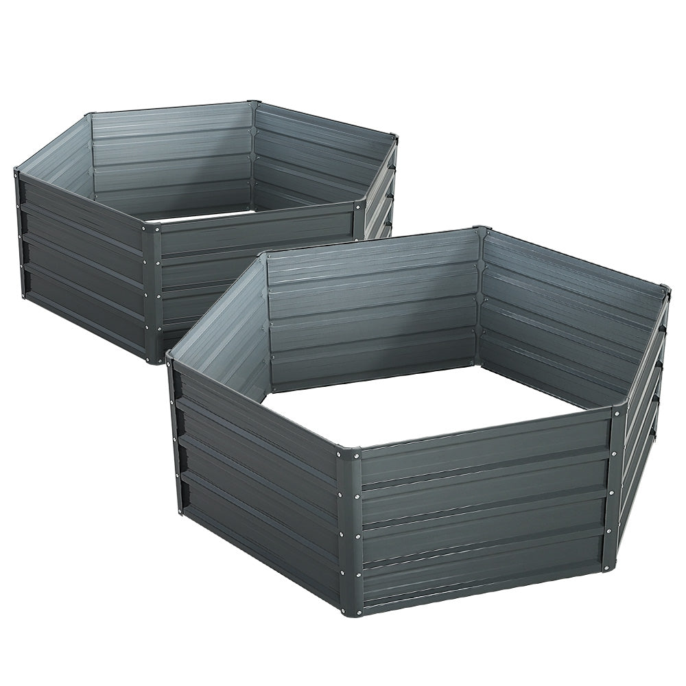 Green Fingers Galvanised Raised Garden Bed 130cm x 130cm x 46cm - 2 Set