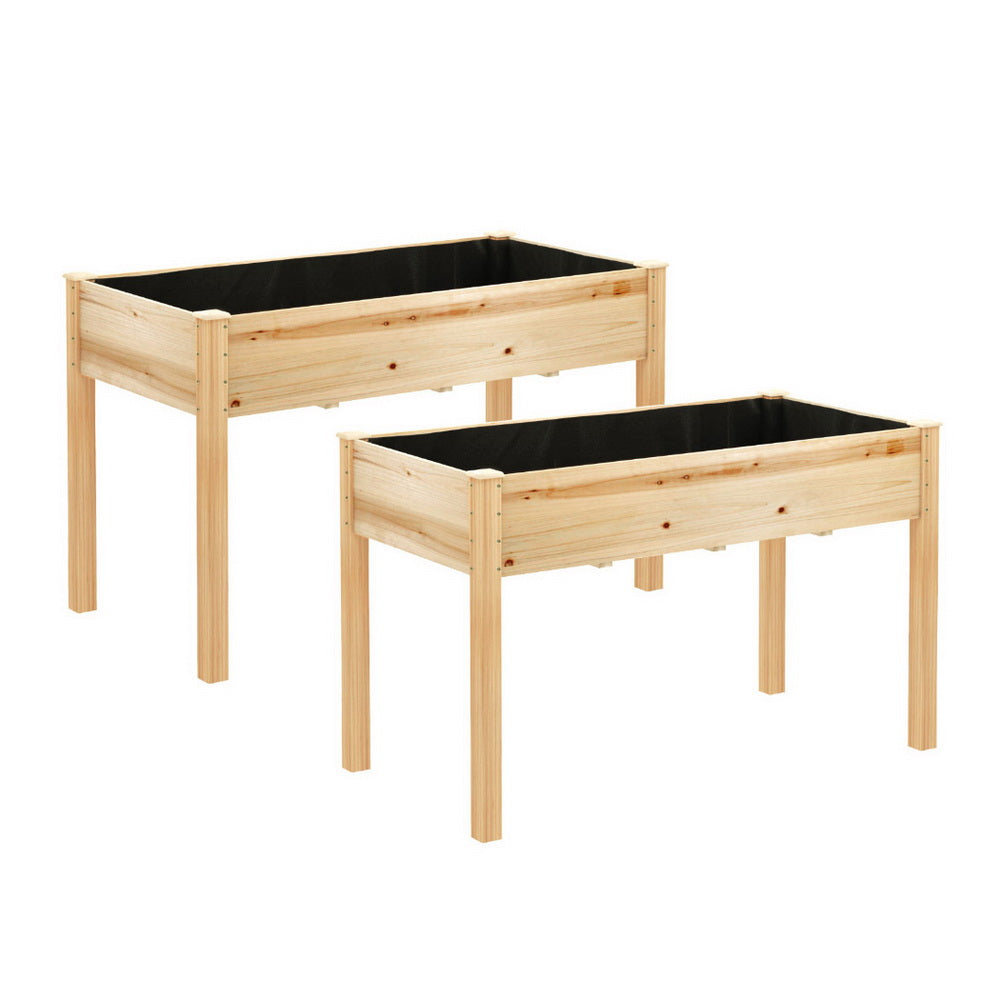 Green Fingers Raised Wooden Garden Bed 120cm x 60cm x 80cm - 2 Set