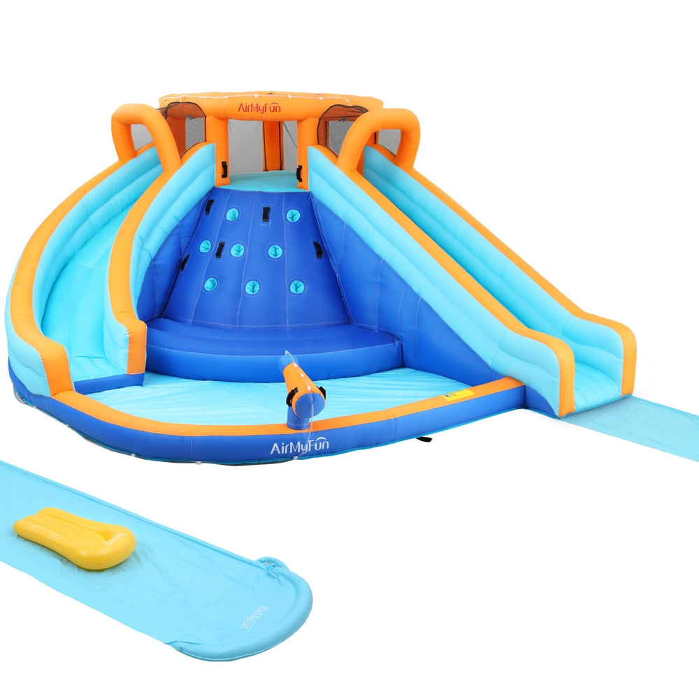 AirMyFun Kids Water Park with Double Slide and Climbing Wall