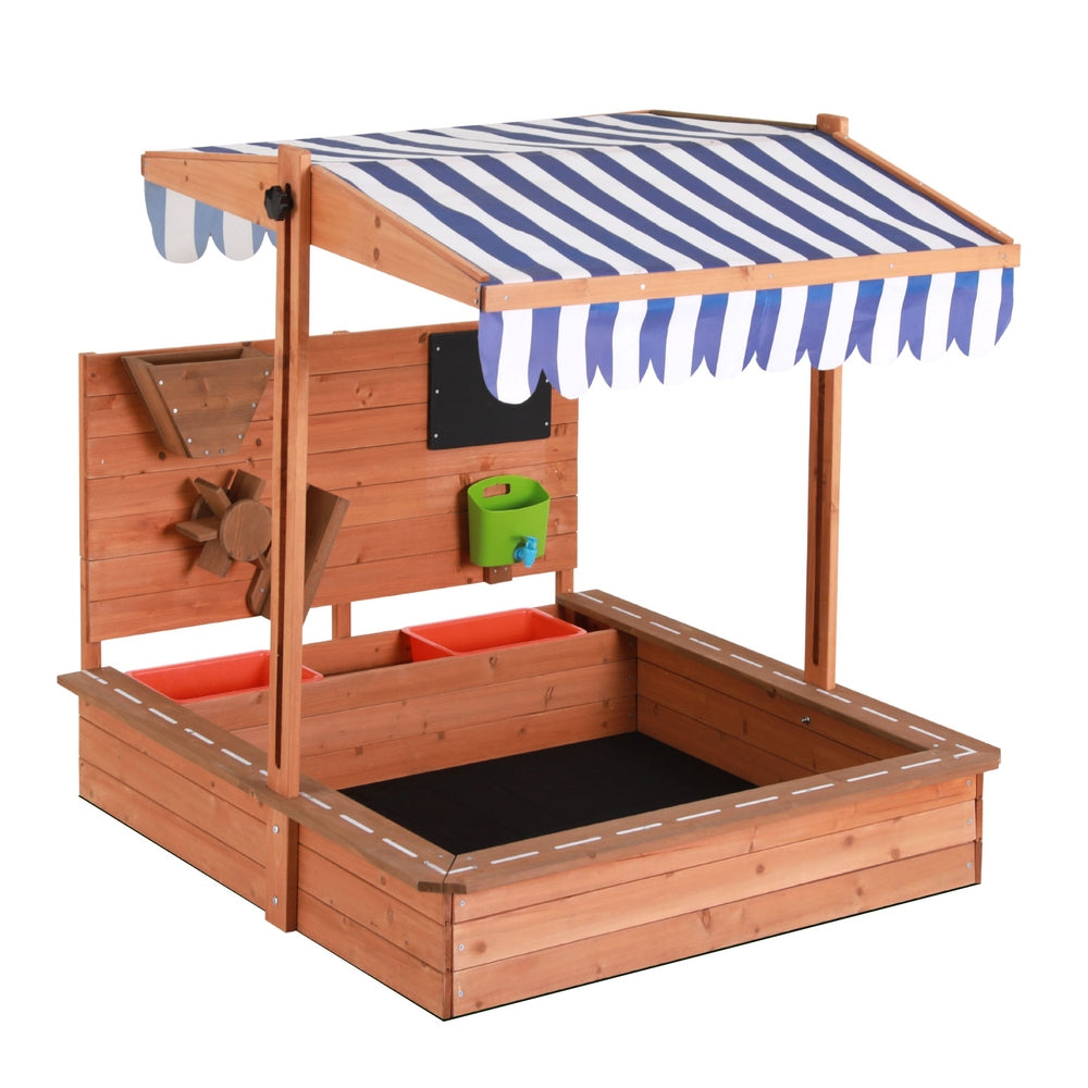 Keezi Kids Wooden Sandpit With Cover 110cm