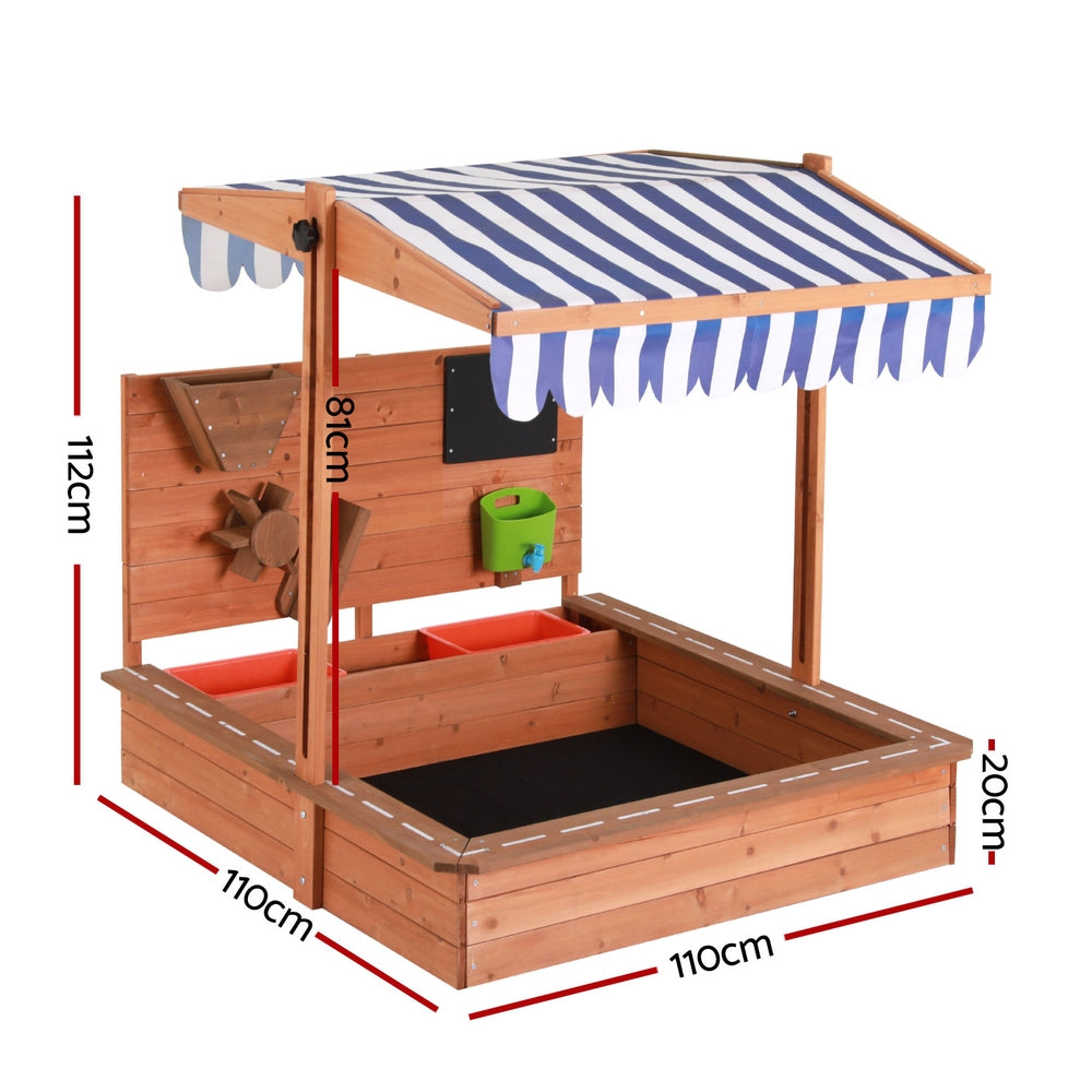 Keezi Kids Wooden Sandpit With Cover 110cm