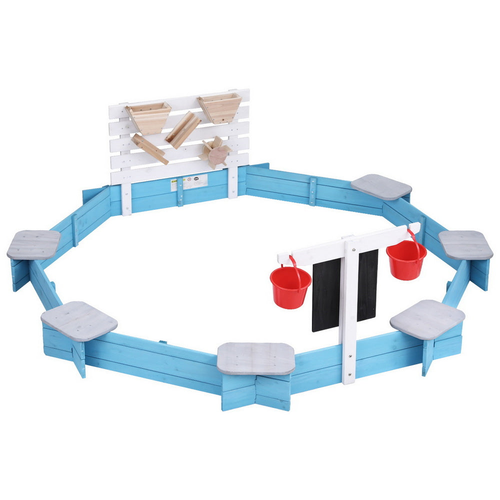 Keezi Kids Round Wooden Sandpit with Cover 215cm