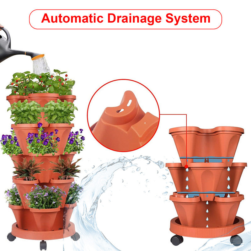 Hivvago 5-Tier Vertical Garden Planter with Wheel Base Red