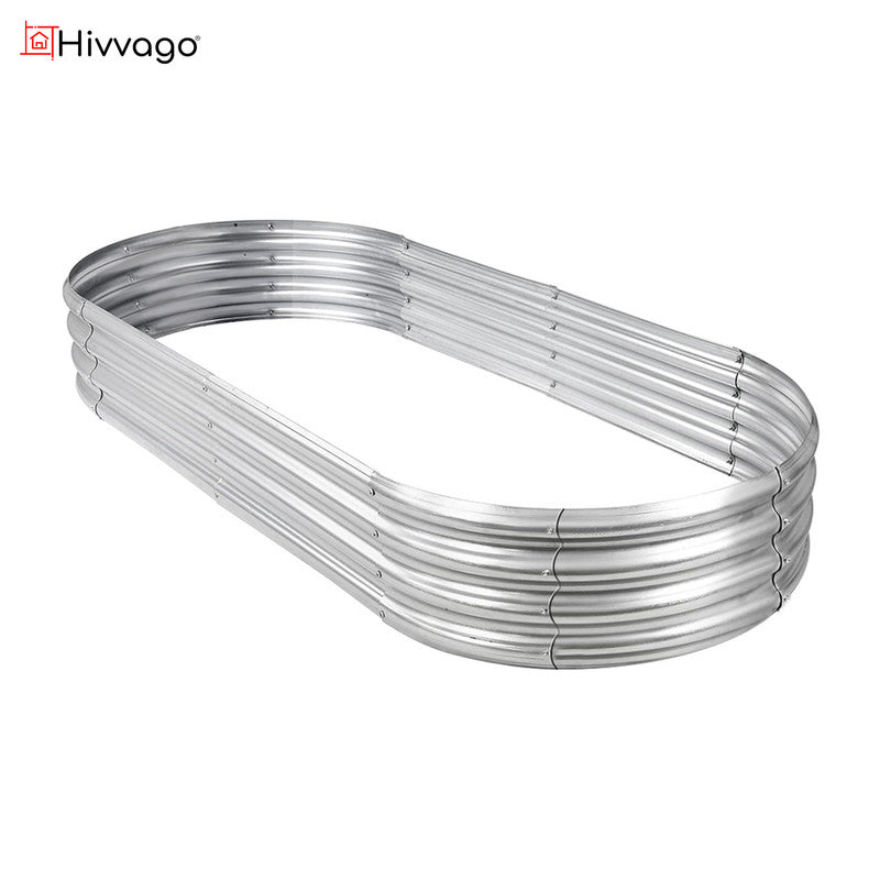 Hivvago Galvanized Steel Raised Garden Bed 120cm x 60cm x 29cm Silver