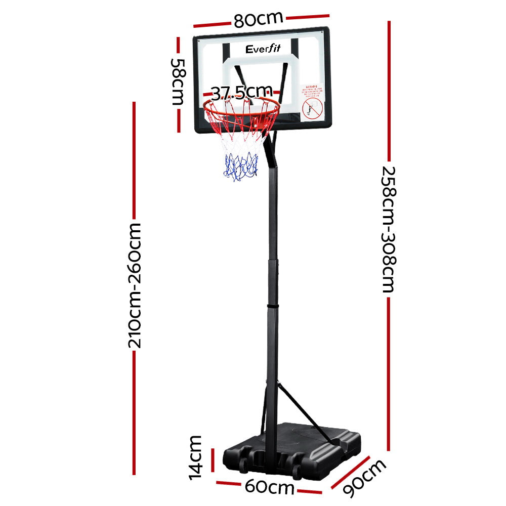 Everfit Portable Basketball Hoop and Adjustable Stand 2.6m