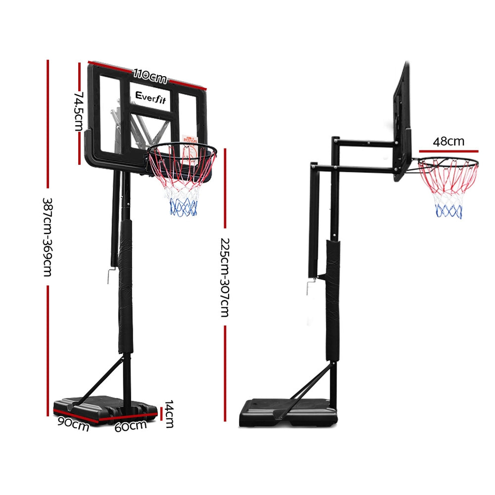 Everfit Portable Basketball Hoop and Adjustable Stand 3.05m Black