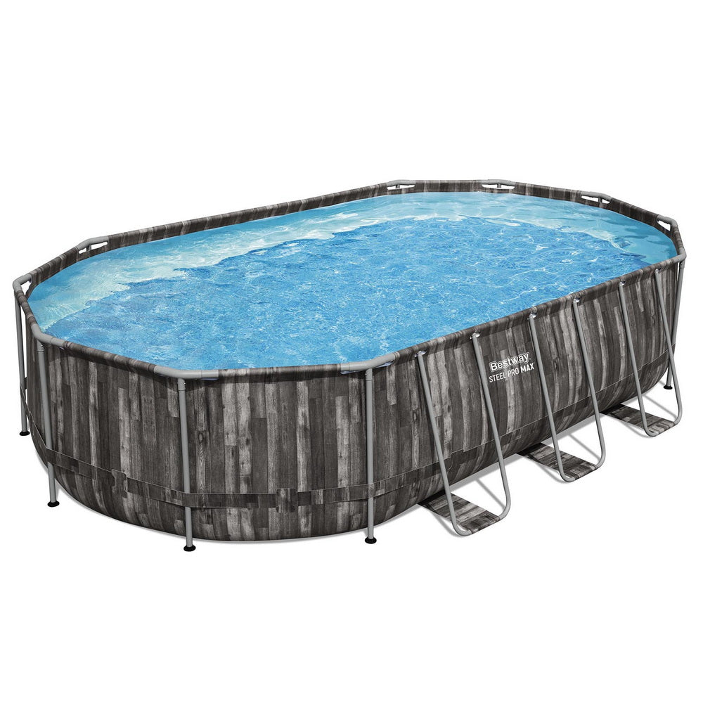 Bestway Swimming Pool 6.1m x 3.66m with Filter Pump, Ladder & Cover