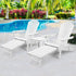 Gardeon 3pc Outdoor Table and Chairs Wooden Sun Lounger White