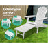 Gardeon 3pc Outdoor Table and Chairs Wooden Sun Lounger White