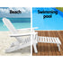 Gardeon 3pc Outdoor Table and Chairs Wooden Sun Lounger White