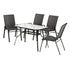 Gardeon 4-Seater Outdoor Table & Chairs Set Mesh Black