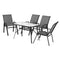 Gardeon 4-Seater Outdoor Table & Chairs Set Mesh Grey