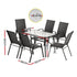 Gardeon 6-Seater Outdoor Dining Set Table & Chairs Black