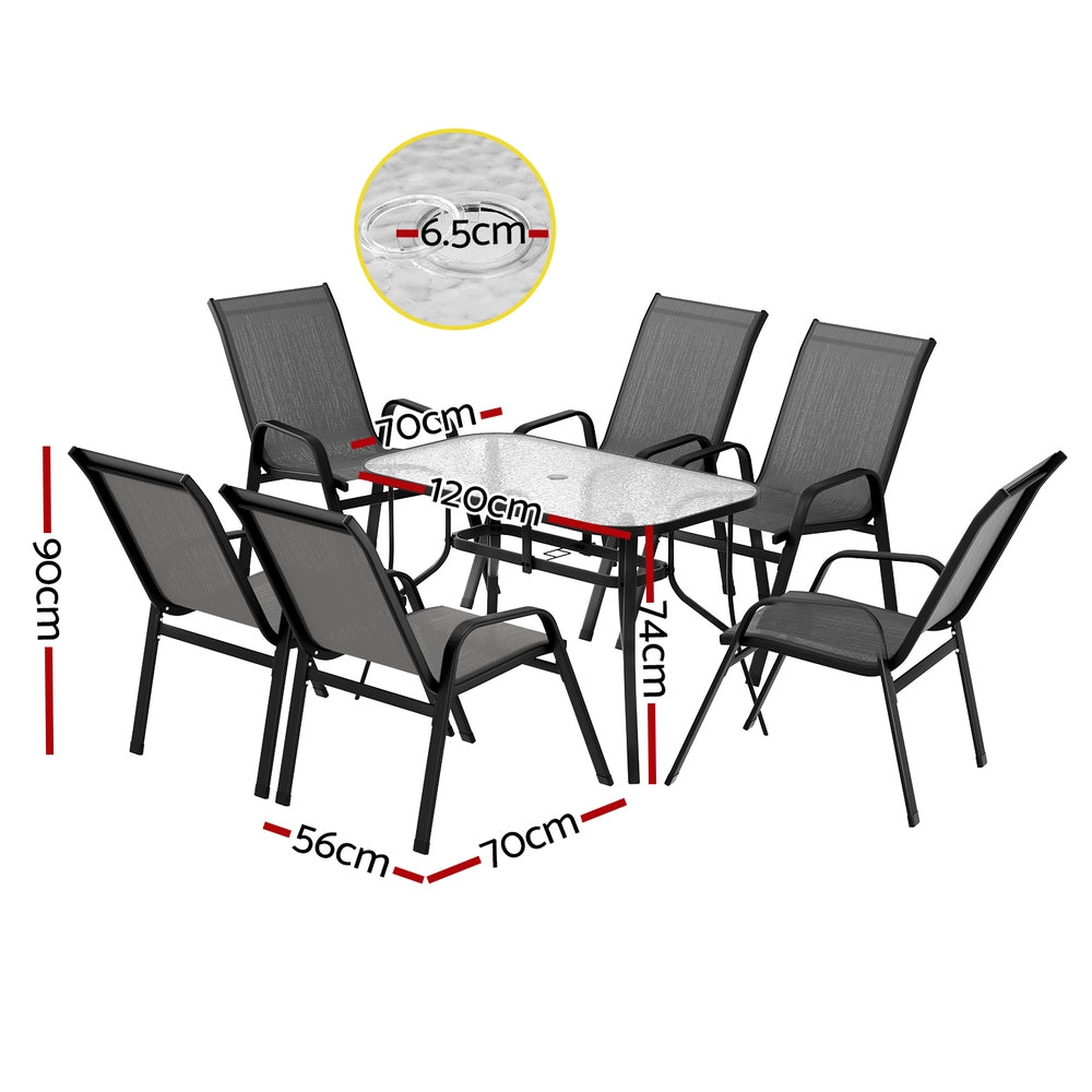 Gardeon 6-Seater Outdoor Dining Set Table & Chairs Grey