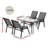 Gardeon 4-Seater Outdoor Dining Set Table & Chairs Grey