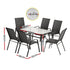 Gardeon 6-Seater Outdoor Table & Chairs Set Black