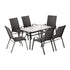 Gardeon 6-Seater Outdoor Table & Chairs Set Black