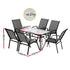 Gardeon 6-Seater Outdoor Table & Chairs Set Grey