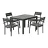 Gardeon 4-Seater Aluminium Extender Outdoor Table & Chairs Black