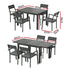 Gardeon 4-Seater Aluminium Extender Outdoor Table & Chairs Black