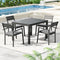 Gardeon 4-Seater Aluminium Extender Outdoor Table & Chairs Black