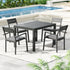 Gardeon 4-Seater Aluminium Extender Outdoor Table & Chairs Black