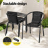 Gardeon 4-Seater Stackable Outdoor Rattan Table & Chairs Black