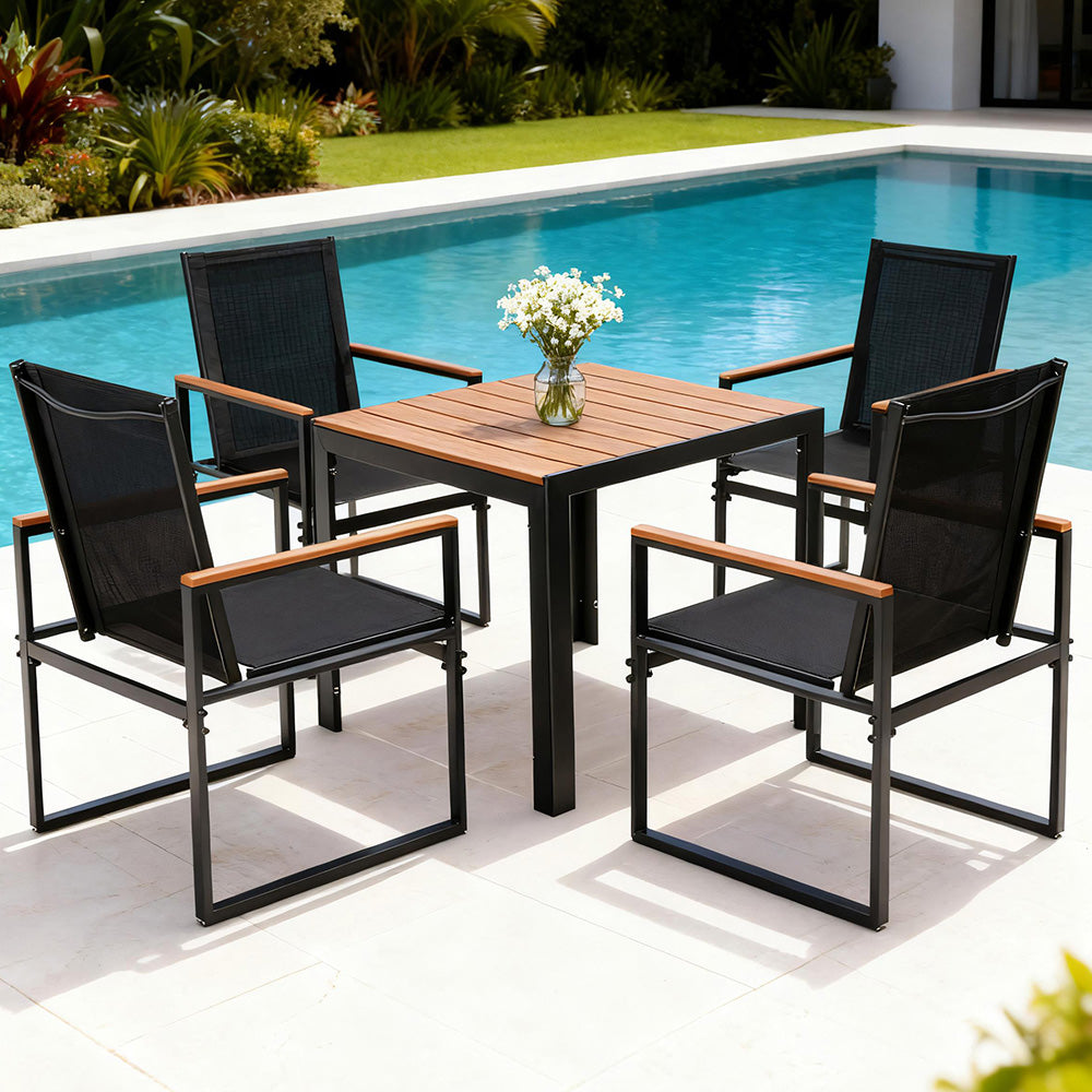 Gardeon 4-Seater Outdoor Dining Table & Chairs Set