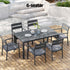 Gardeon 6-Seater Aluminium Outdoor Table & Chairs Black
