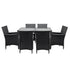 Gardeon 6-Seater Wicker Outdoor Table & Chairs Black
