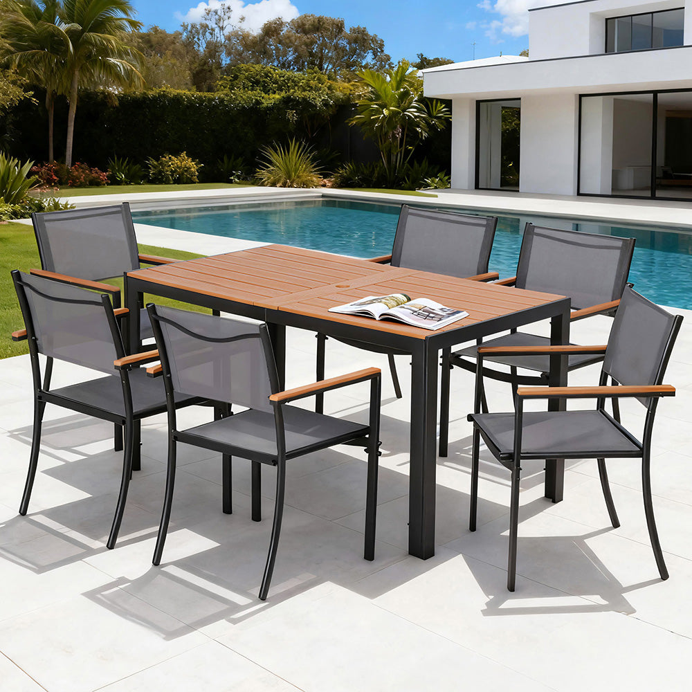 Gardeon 6-Seater Outdoor Dining Set Table & Chairs Set
