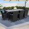 Gardeon 8-Seater Wicker Outdoor Dining Table & Chairs Set Black