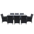 Gardeon 8-Seater Wicker Outdoor Dining Table & Chairs Set Black