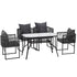 Gardeon 4-Seater Outdoor Table & Chairs Rope Style 120 Black