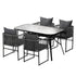 Gardeon 4-Seater Outdoor Table & Chairs Rope Style 140 Black
