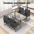 Gardeon 4-Seater Outdoor Table & Chairs Rope Style 140 Black