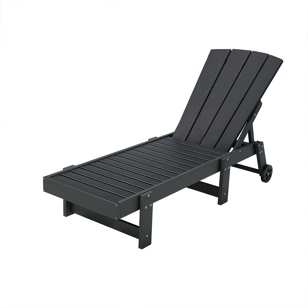 Gardeon Adirondack Sun Lounger Beach Chair with Wheels Black