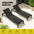 Gardeon Aluminium Sun Lounger with Wheels Black