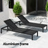 Gardeon Aluminium Sun Lounger with Wheels Black