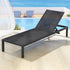 Gardeon Aluminium Sun Lounger with Wheels Black