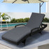 Gardeon Black Wicker Sun Lounger with Grey Cushion