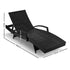 Gardeon Black Wicker Sun Lounger with Grey Cushion