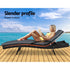 Gardeon Black Wicker Sun Lounger with Grey Cushion