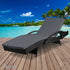 Gardeon Black Wicker Sun Lounger with Grey Cushion
