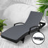 Gardeon Black Wicker Sun Lounger with Grey Cushion