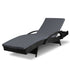 Gardeon Black Wicker Sun Lounger with Grey Cushion
