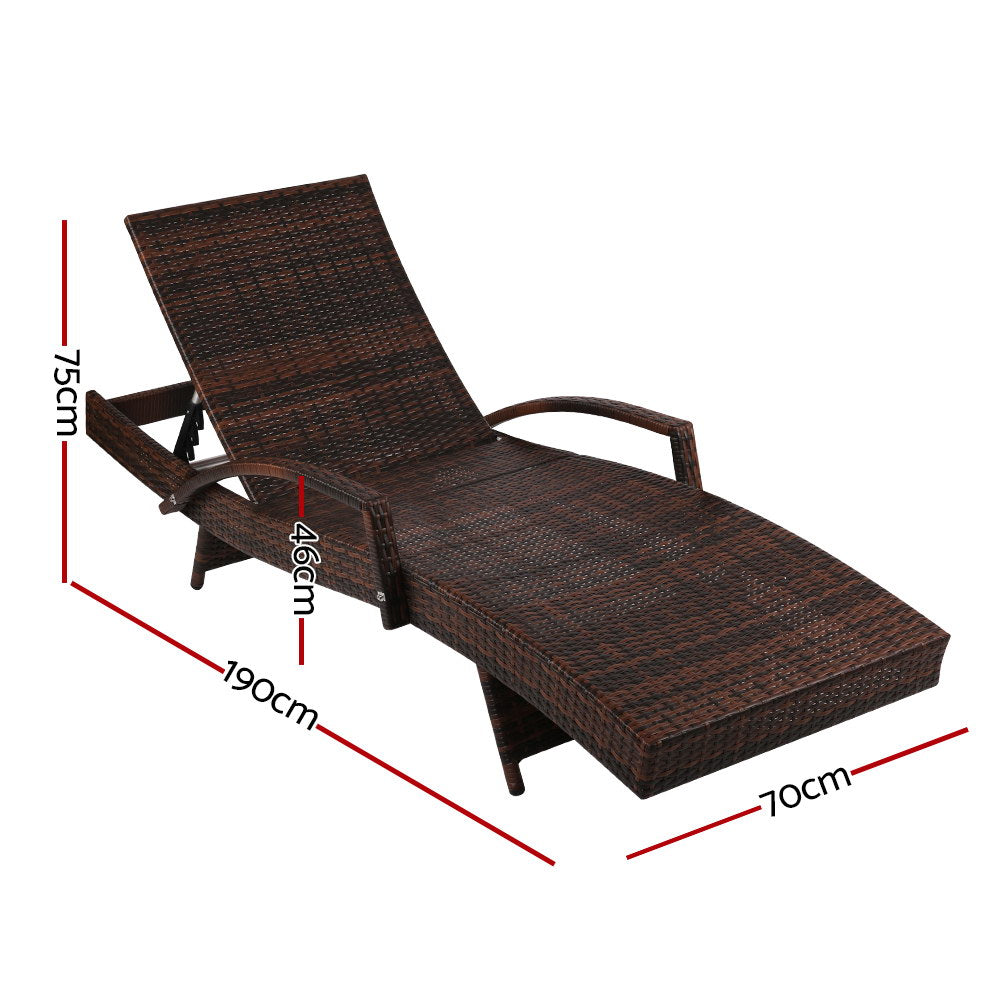 Gardeon Wicker Sun Lounger with Beige Cushion
