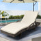 Gardeon Grey Wicker Sun Lounger with Beige Cushion