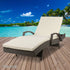 Gardeon Grey Wicker Sun Lounger with Beige Cushion